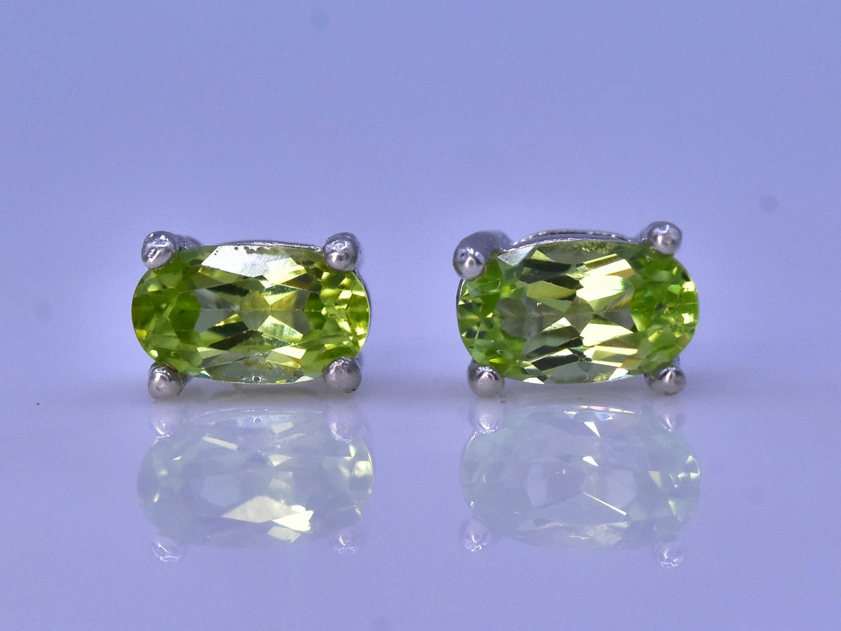 Natuurlijke oorbellen met peridoot – 3.80 ct, groen, 925 sterling zilver
