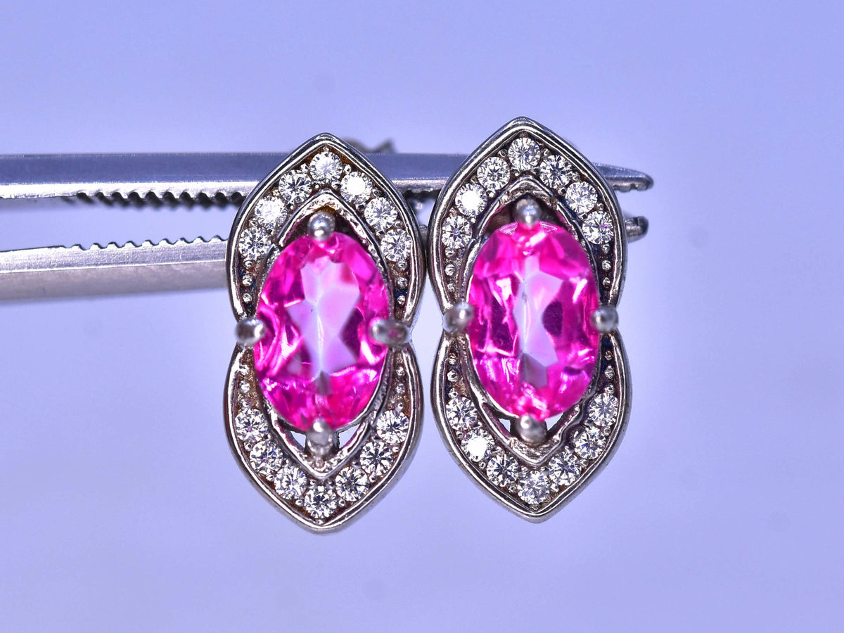 Oorbellen met topaas – 10.10 ct, zachtroze, 925 sterling zilver