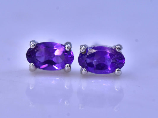 Natuurlijke oorbellen met amethist – 3.60 ct, 925 sterling zilver