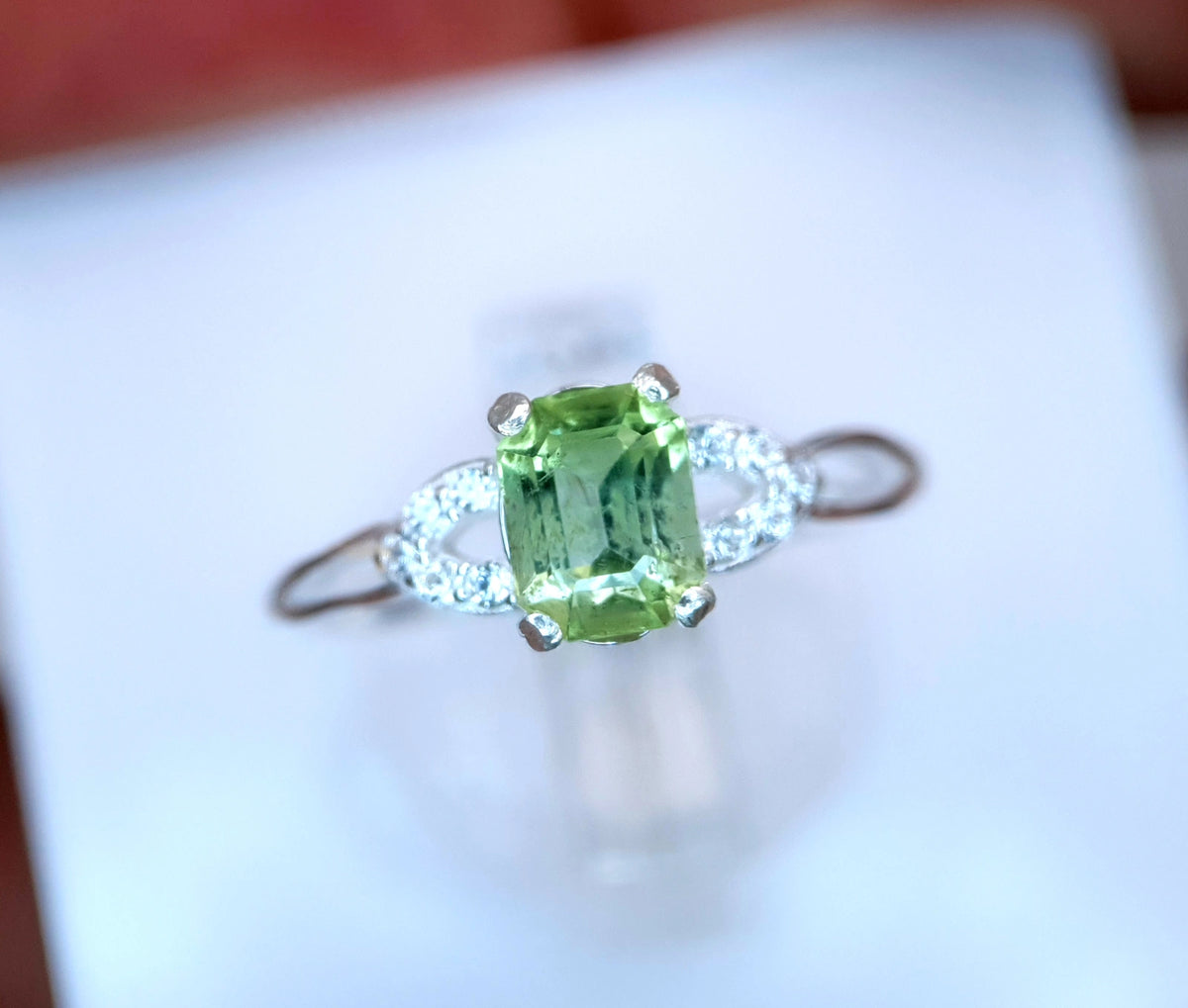 Natuurlijke toermalijnring – 7.51 ct, groen, 925 sterling zilver