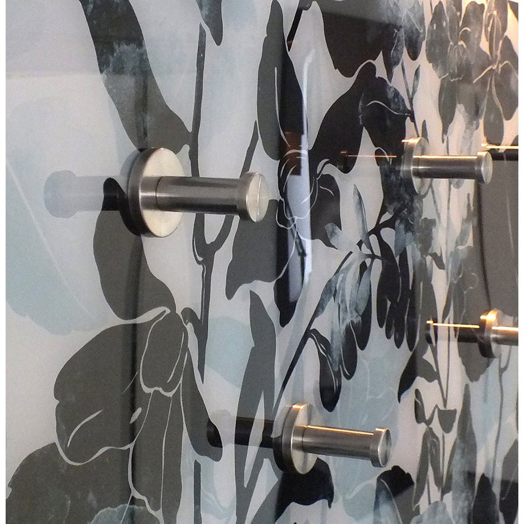 Design Wandkapstok “Bent Grass” – Acrylglas Kapstok met Duingras-print & Aluminium Frame, Inclusief Haken en Schroeven
