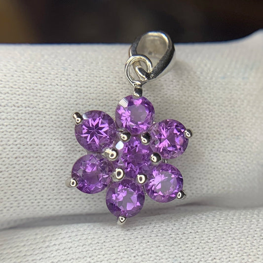 Natuurlijke amethisthanger – 9.23 ct, gerhodineerd, 925 sterling zilver