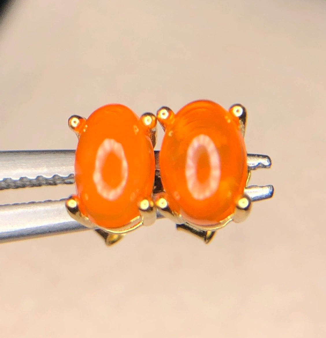 Natuurlijke Oranje Opaal Oorstekers 4,90 ct – 925 Sterling Zilver Rhodium Plated