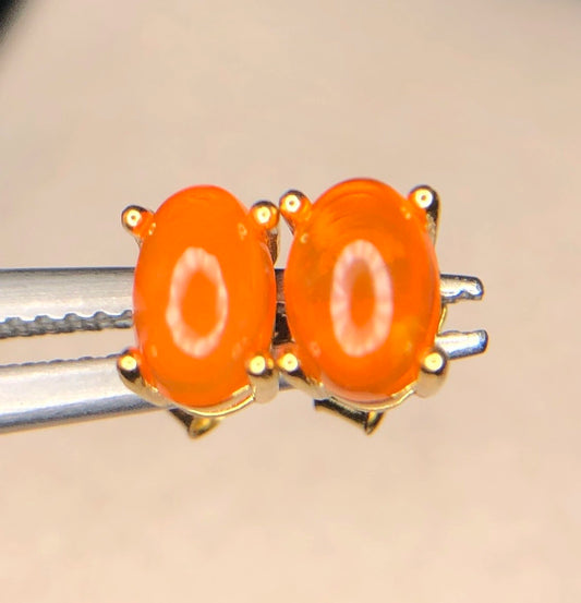 Natuurlijke Oranje Opaal Oorstekers 4,90 ct – 925 Sterling Zilver Rhodium Plated