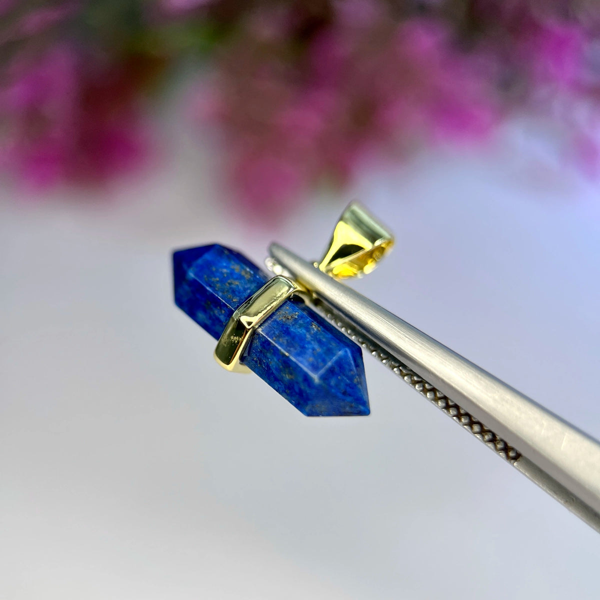 Natuurlijke Lapis Lazuli Hanger – Rhodium Plated