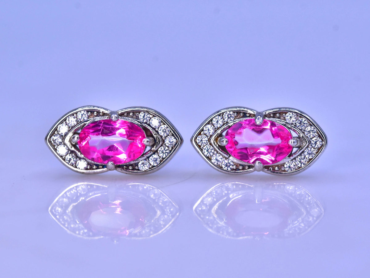 Oorbellen met topaas – 10.10 ct, zachtroze, 925 sterling zilver