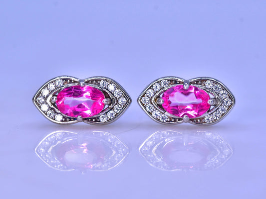 Oorbellen met topaas – 10.10 ct, zachtroze, 925 sterling zilver