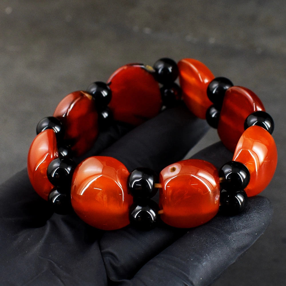 Echte Onyx & Spinel Stretch Armband 224,00 CT