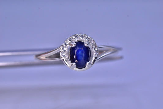 Natuurlijke Blauwe Saffier Ring – 925 Sterling Zilver – Rhodium Plated