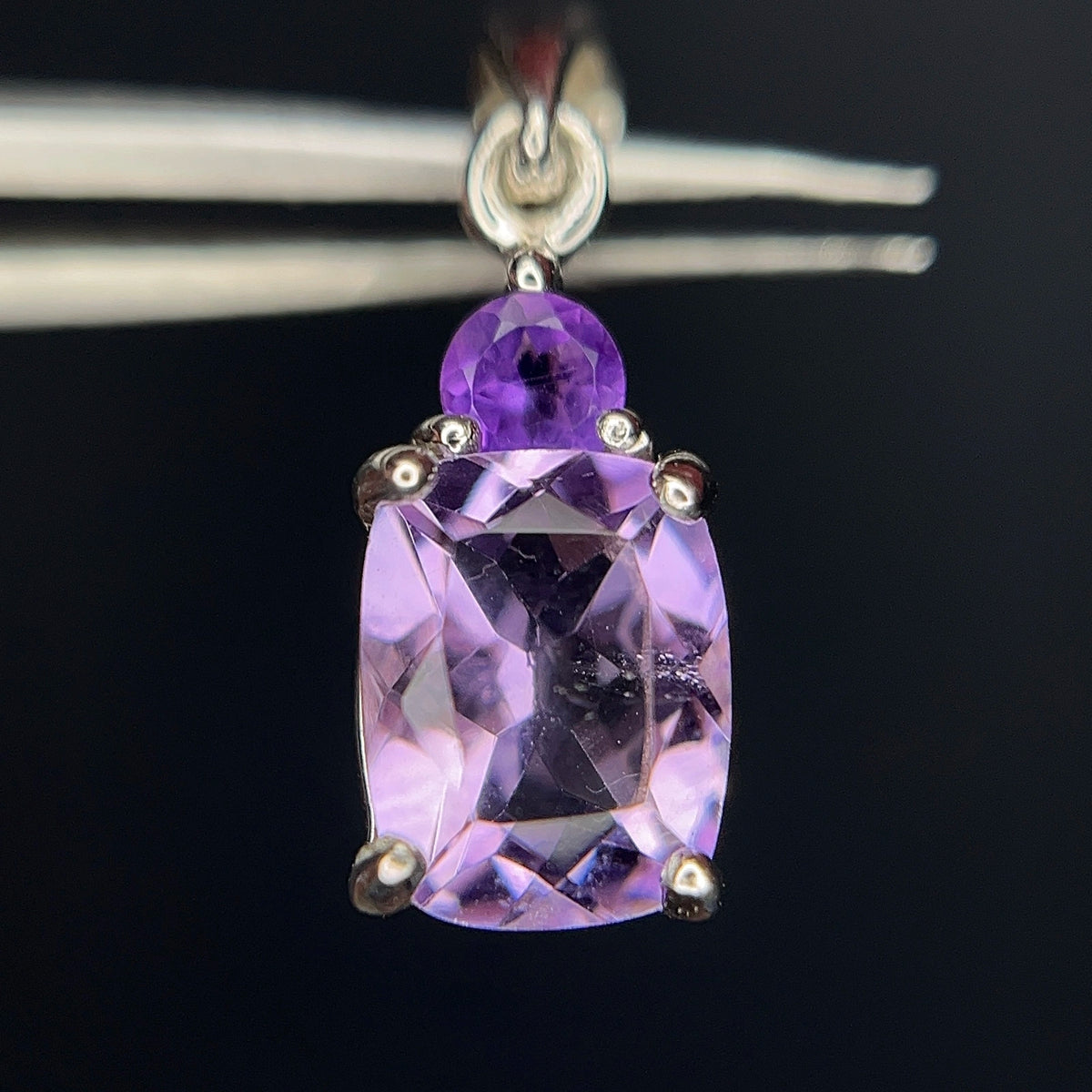 Natuurlijke amethisthanger – 7.53 ct, gerhodineerd, 925 sterling zilver