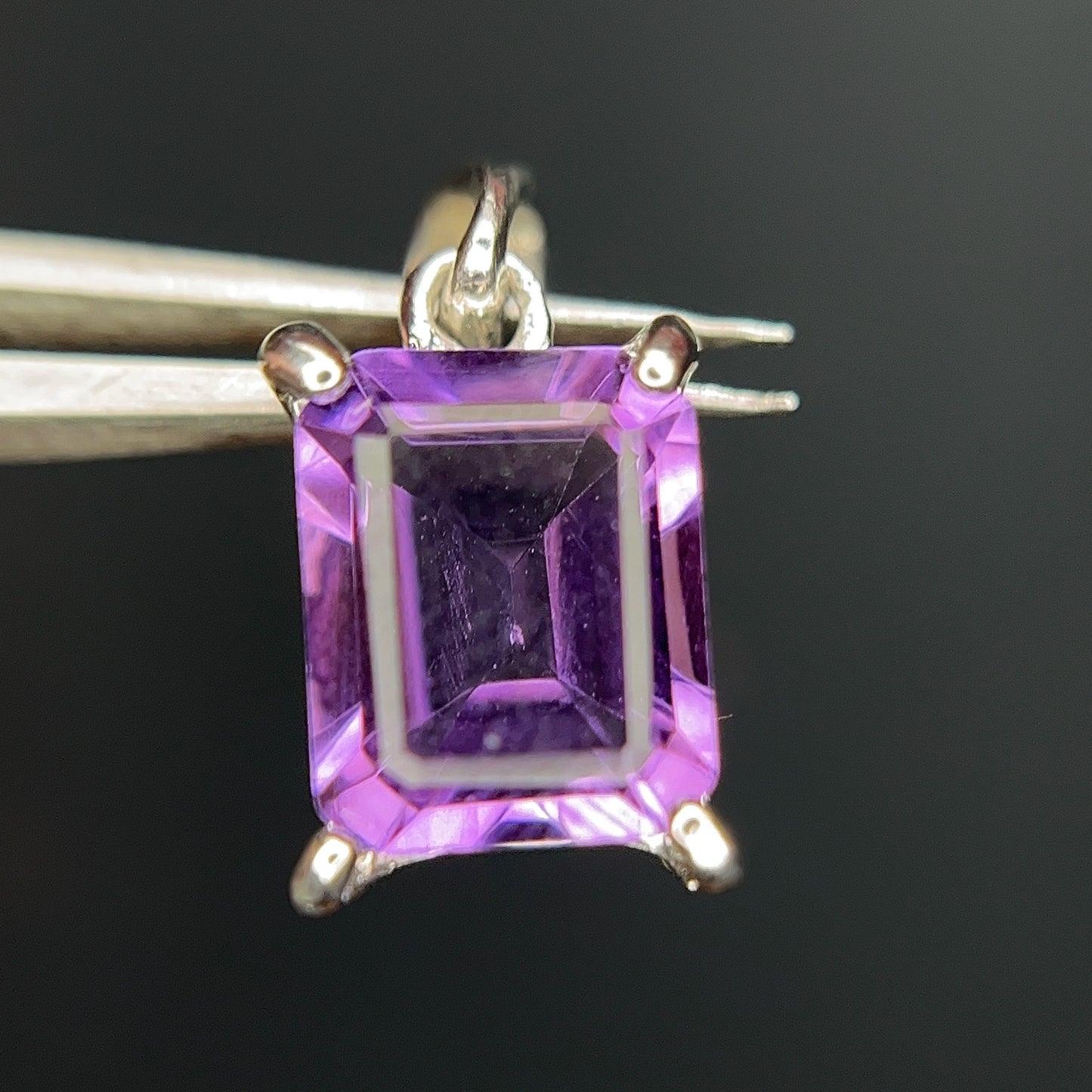 8.12 CT Natural Amethyst Pendant in 925 Silver with Rhodium Plated