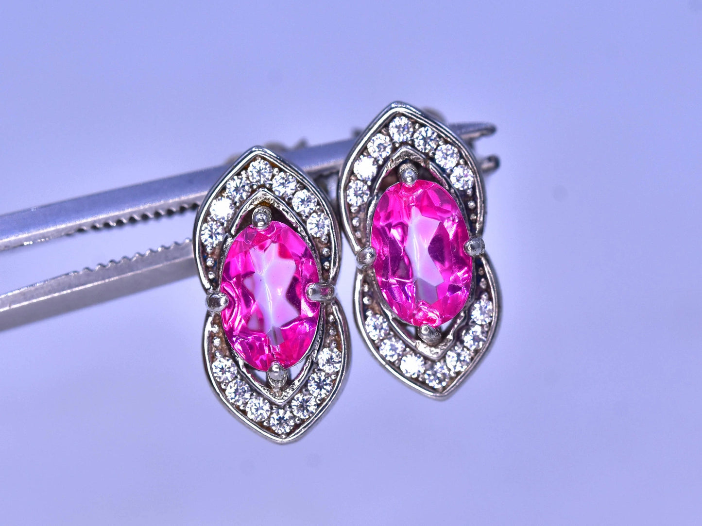 Oorbellen met topaas – 10.10 ct, zachtroze, 925 sterling zilver