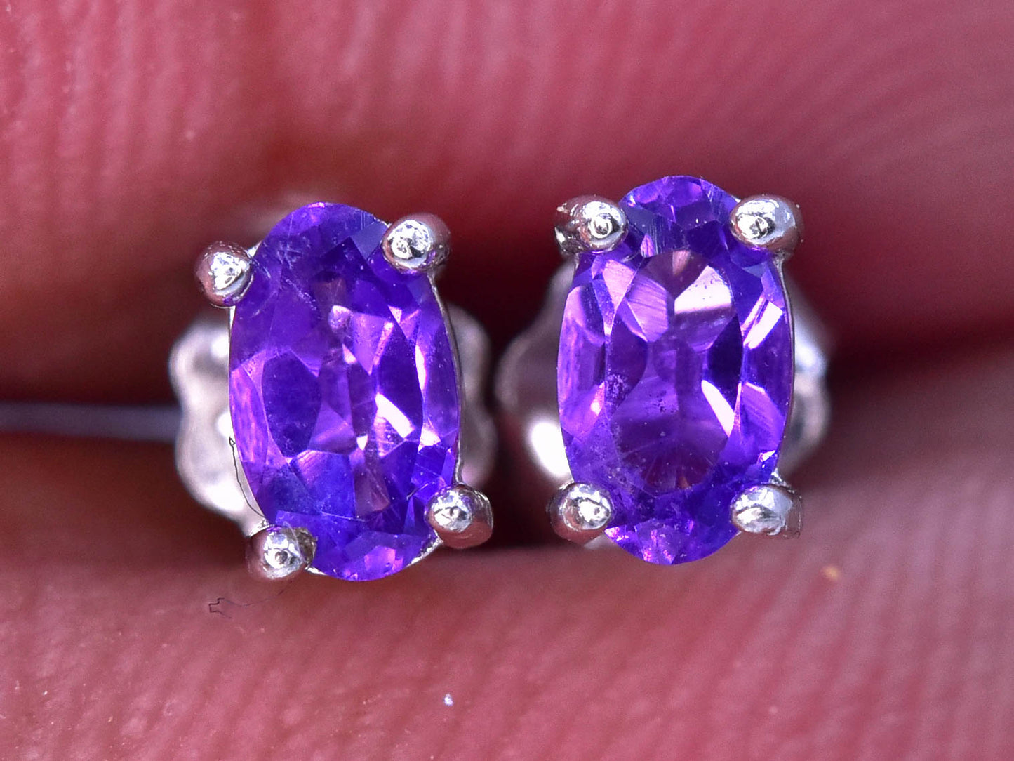 Natuurlijke oorbellen met amethist – 3.60 ct, 925 sterling zilver