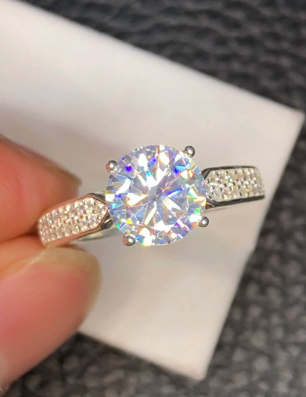 Moissanietring – 19.20 ct, wit, 925 sterling zilver