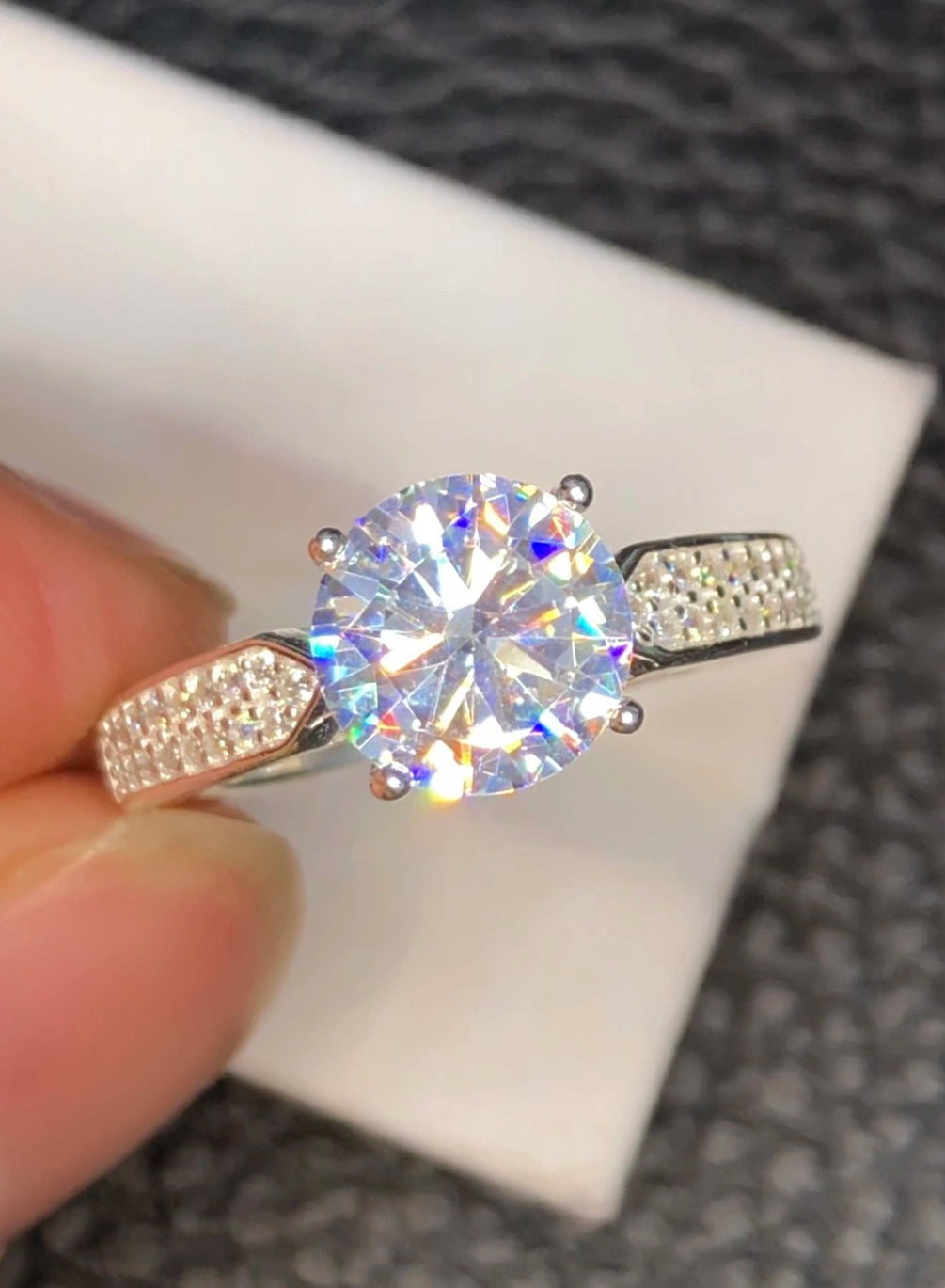 Moissanietring – 19.20 ct, wit, 925 sterling zilver