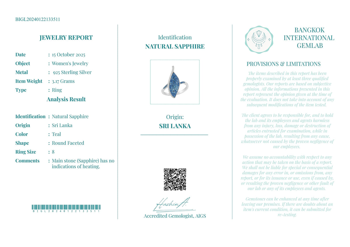 Gecertificeerde saffierring – 925 sterling zilver