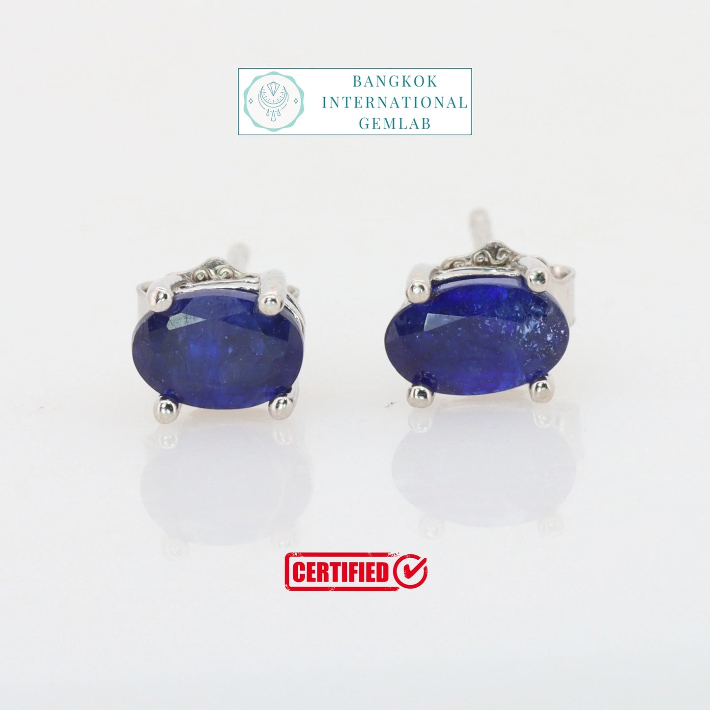 Gecertificeerde oorbellen met saffier – 925 sterling zilver