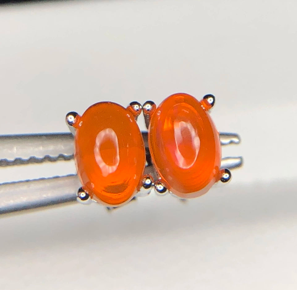 Natuurlijke Oranje Opaal Oorstekers 5,00 ct – 925 Sterling Zilver Rhodium Plated