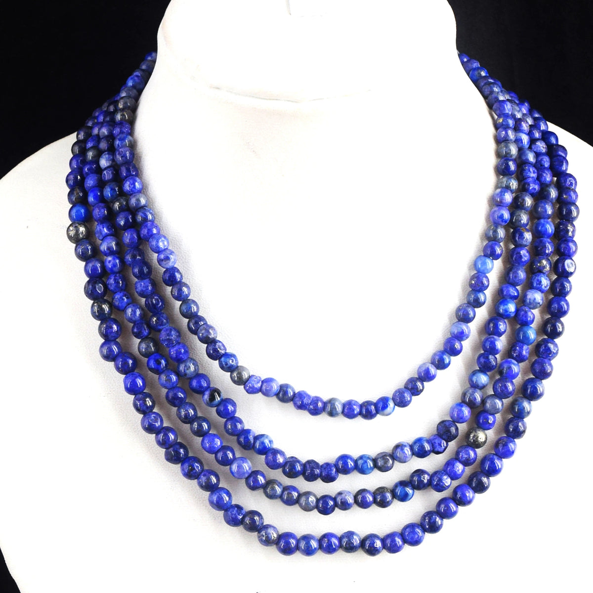 Echte 4-Rijige Lapis Lazuli Kralenketting 436,00 CT
