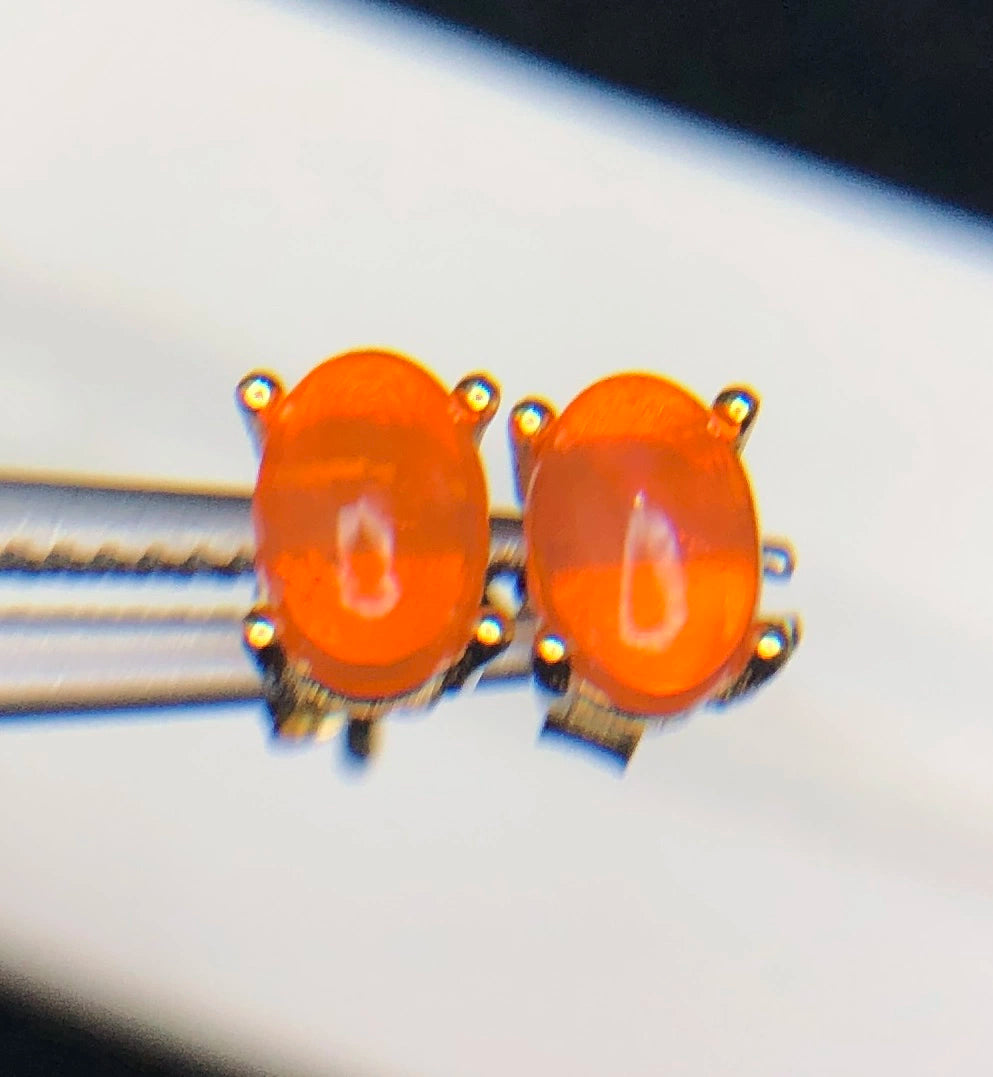 Natuurlijke Oranje Opaal Oorstekers 4,95 ct – 925 Sterling Zilver Rhodium Plated
