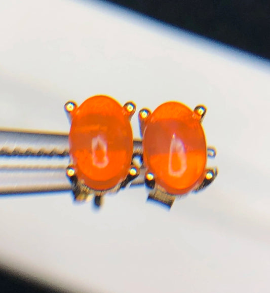 Natuurlijke Oranje Opaal Oorstekers 4,95 ct – 925 Sterling Zilver Rhodium Plated