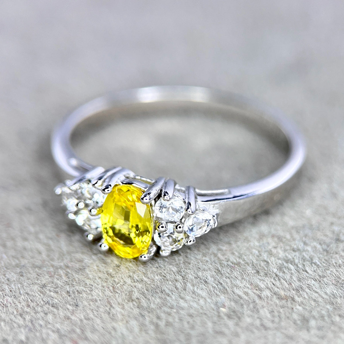 Natuurlijke saffierring – geel, 925 sterling zilver