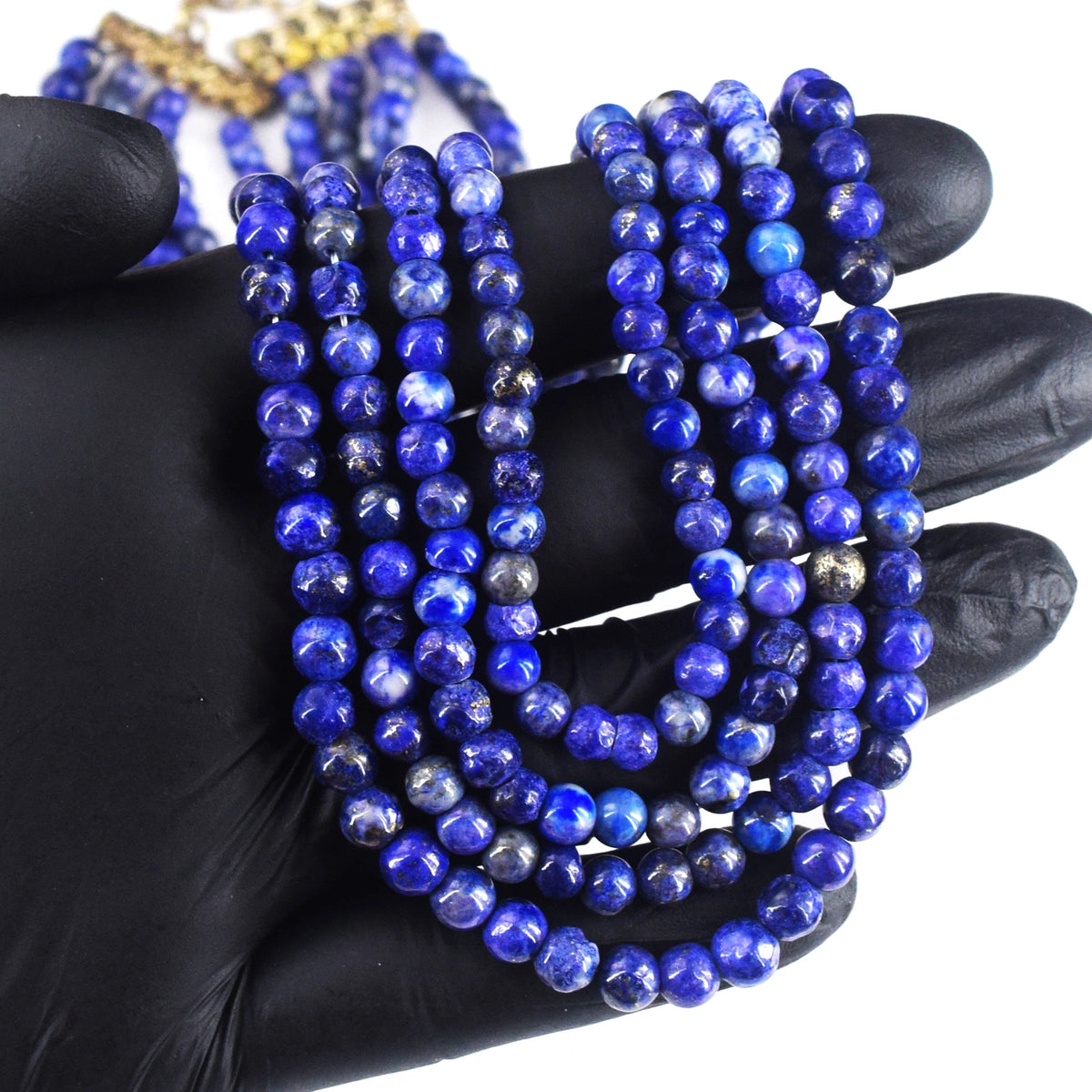 Echte 4-Rijige Lapis Lazuli Kralenketting 436,00 CT
