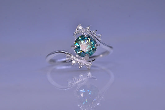 Schitterende Groene Moissanite Ring 10,50 CT – 925 Zilver