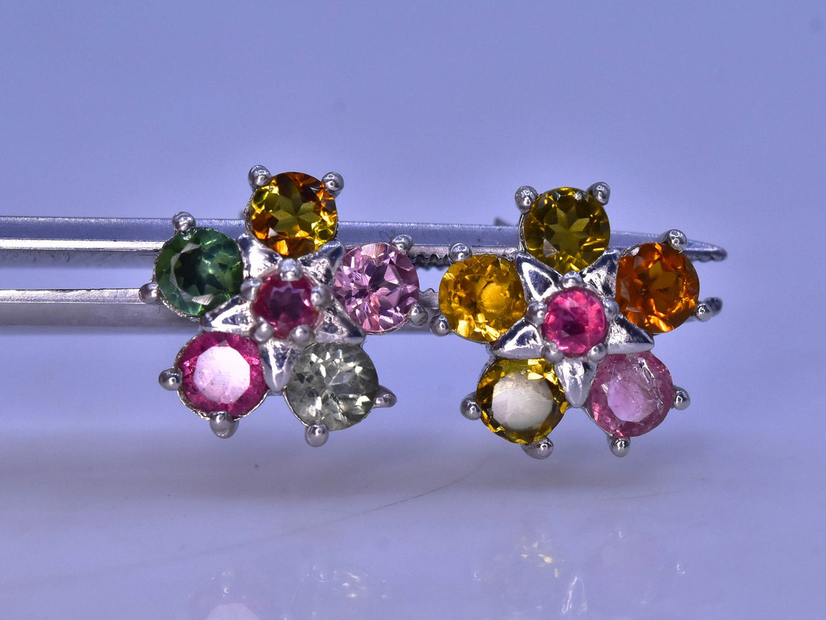 Natuurlijke oorbellen met toermalijn – 10.20 ct, multicolor, 925 sterling zilver