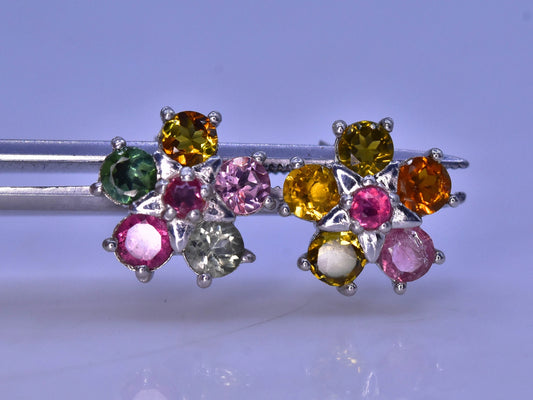 Natuurlijke oorbellen met toermalijn – 10.20 ct, multicolor, 925 sterling zilver