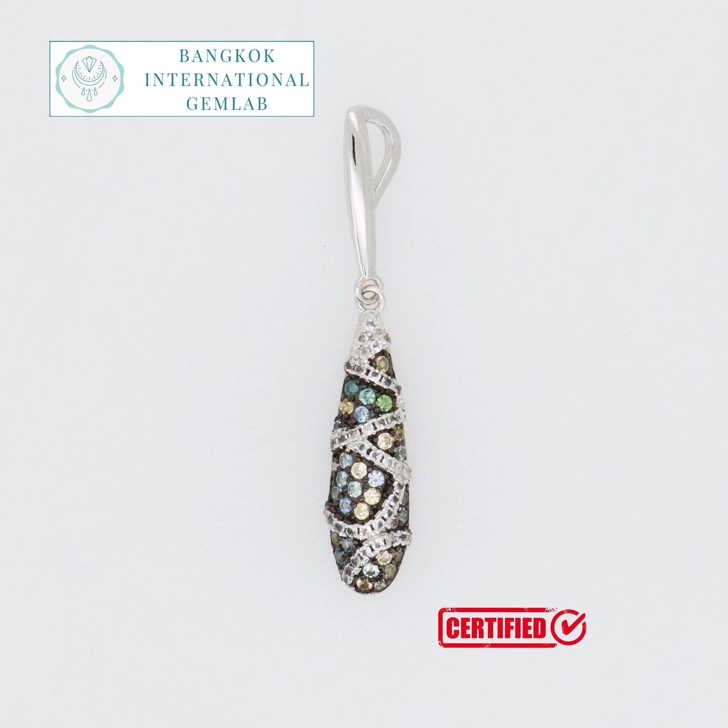 Gecertificeerde saffierhanger – 925 sterling zilver