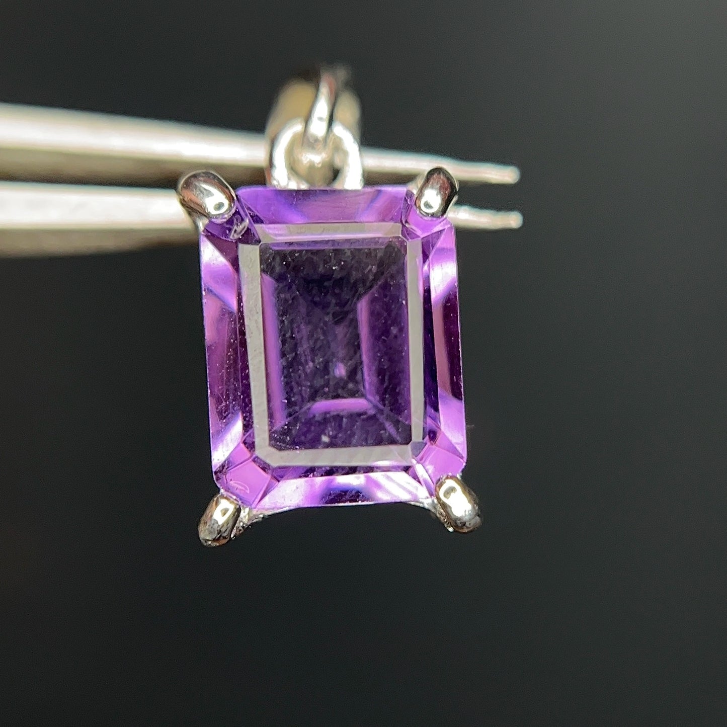 8.12 CT Natural Amethyst Pendant in 925 Silver with Rhodium Plated