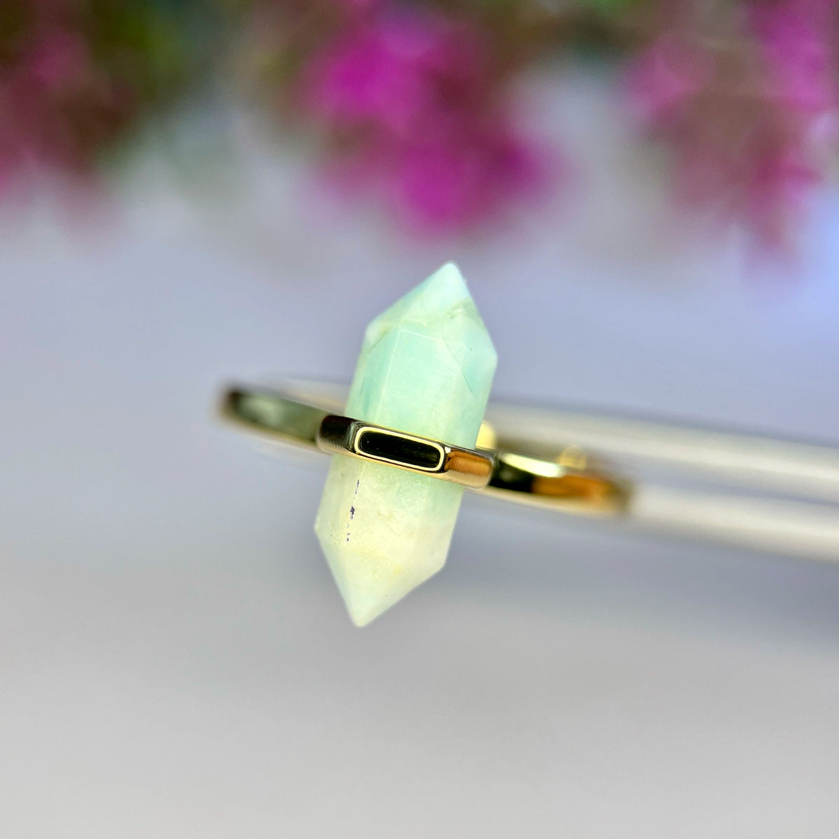 Natuurlijke Larimar Ring – Rhodium Plated