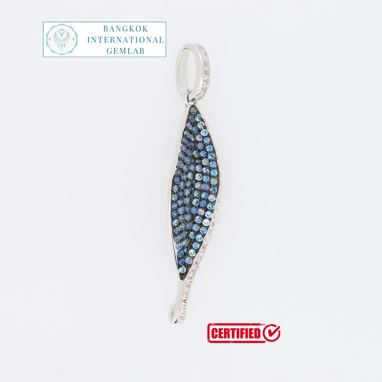 Gecertificeerde saffierhanger – 925 sterling zilver