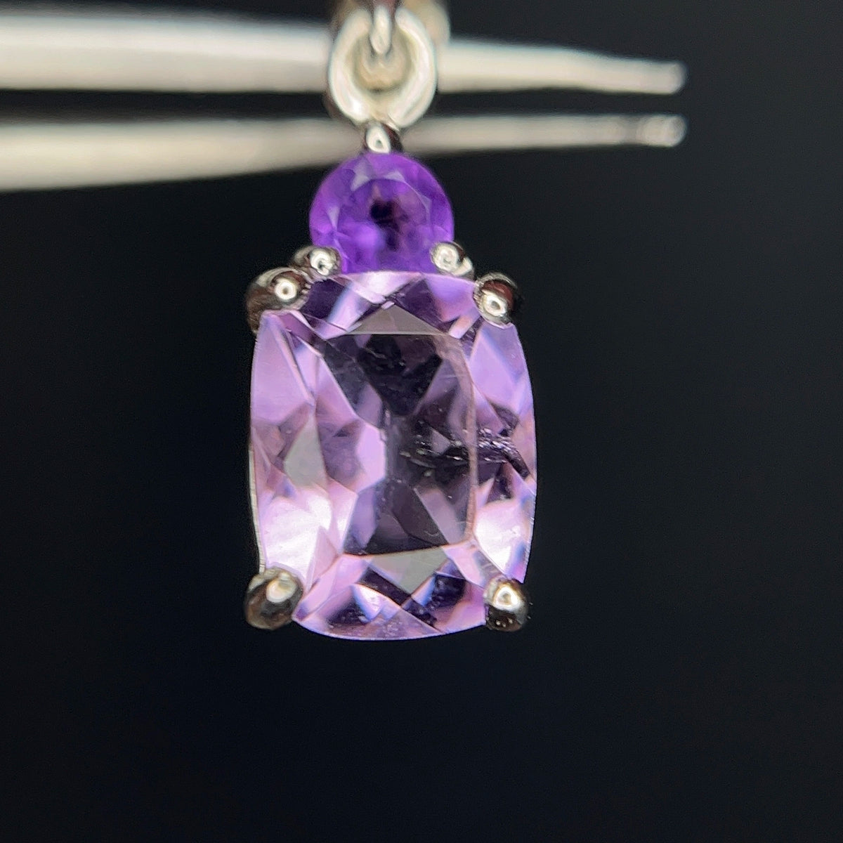 Natuurlijke amethisthanger – 7.53 ct, gerhodineerd, 925 sterling zilver