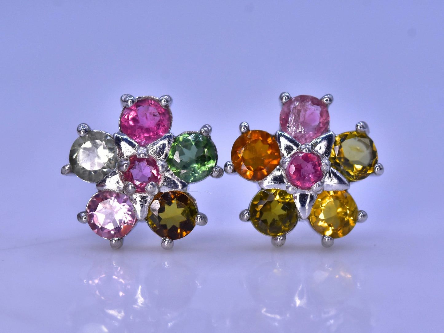 Natuurlijke oorbellen met toermalijn – 10.20 ct, multicolor, 925 sterling zilver