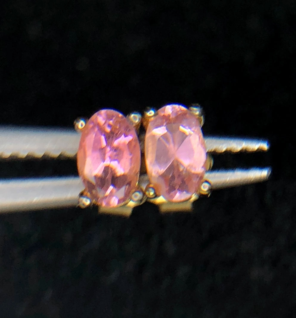 Natuurlijke Roze Toermalijn Oorstekers 3,65 ct – 925 Sterling Zilver Rhodium Plated