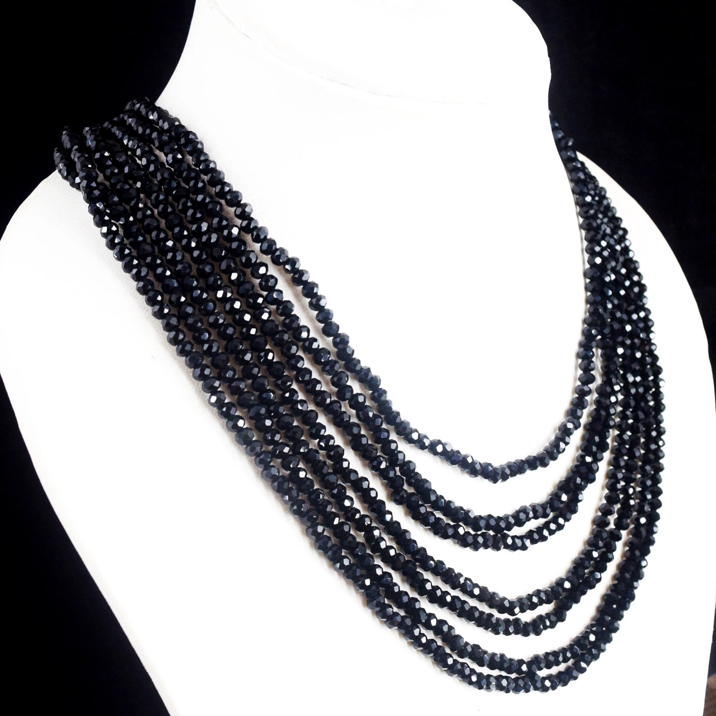 Echte 7-Rijige Spinel Kralenketting met Gefacetteerde Stenen 295,00 CT