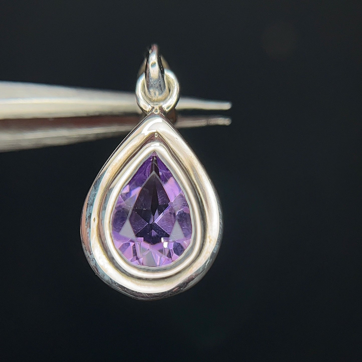 Natuurlijke amethisthanger – 7.00 ct, gerhodineerd, 925 sterling zilver