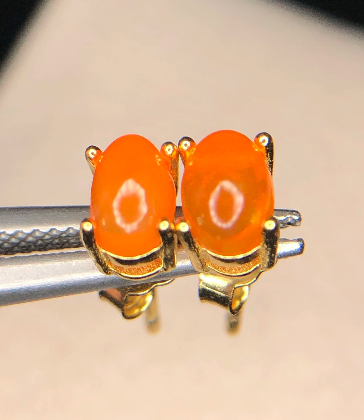 Natuurlijke Oranje Opaal Oorstekers 4,90 ct – 925 Sterling Zilver Rhodium Plated