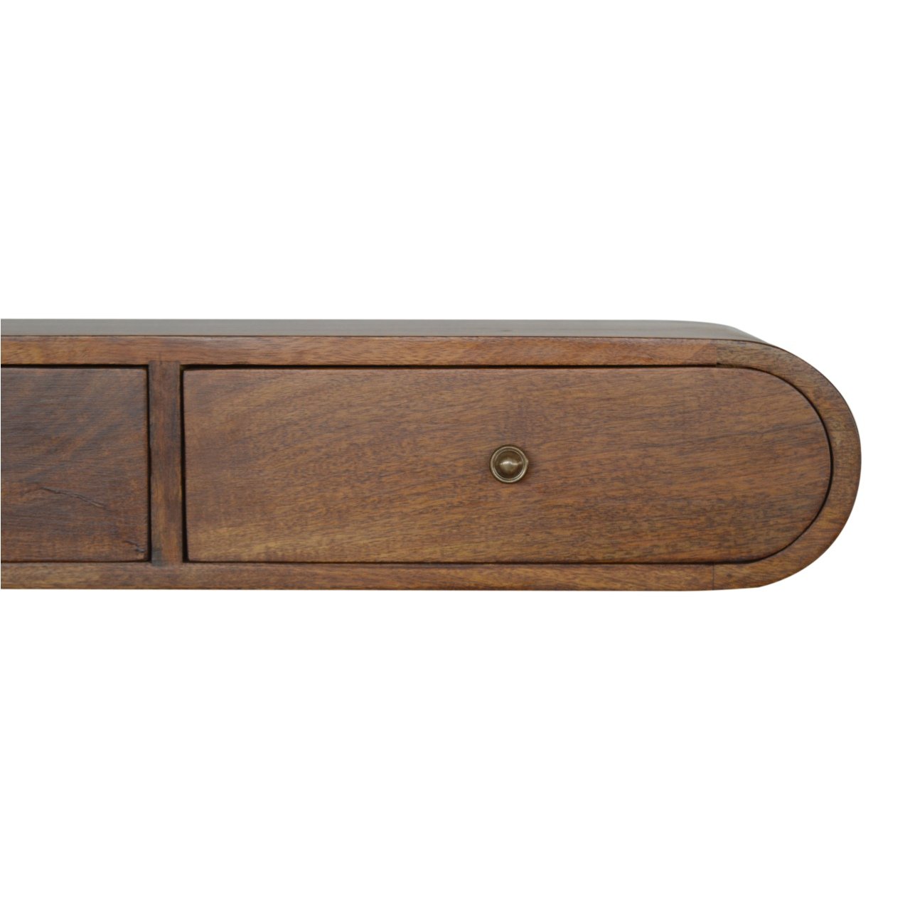 Handgemaakte wandconsole – mangohout – 2 lades – gebogen – 80 cm