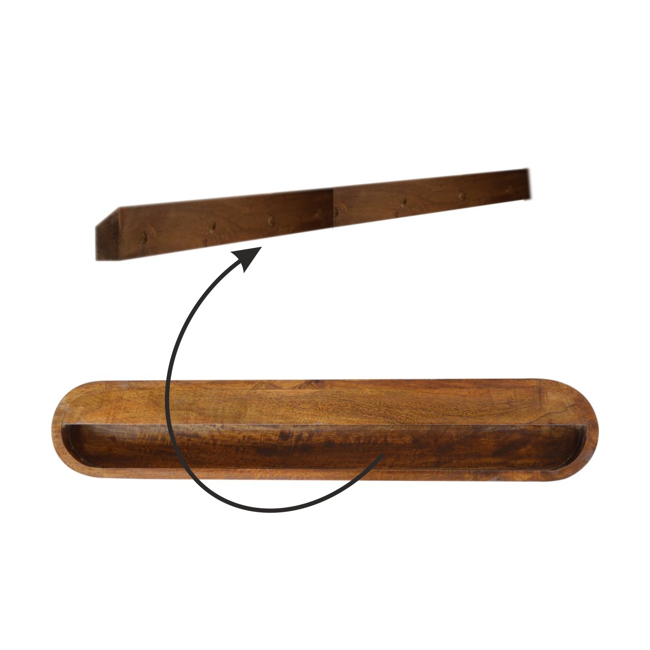 Handgemaakte wandconsole – mangohout – 2 lades – gebogen – 80 cm