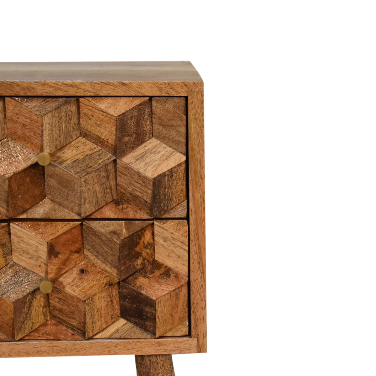 Handgemaakte -Uniek nachtkastje – mini model – carving design – 2 lades