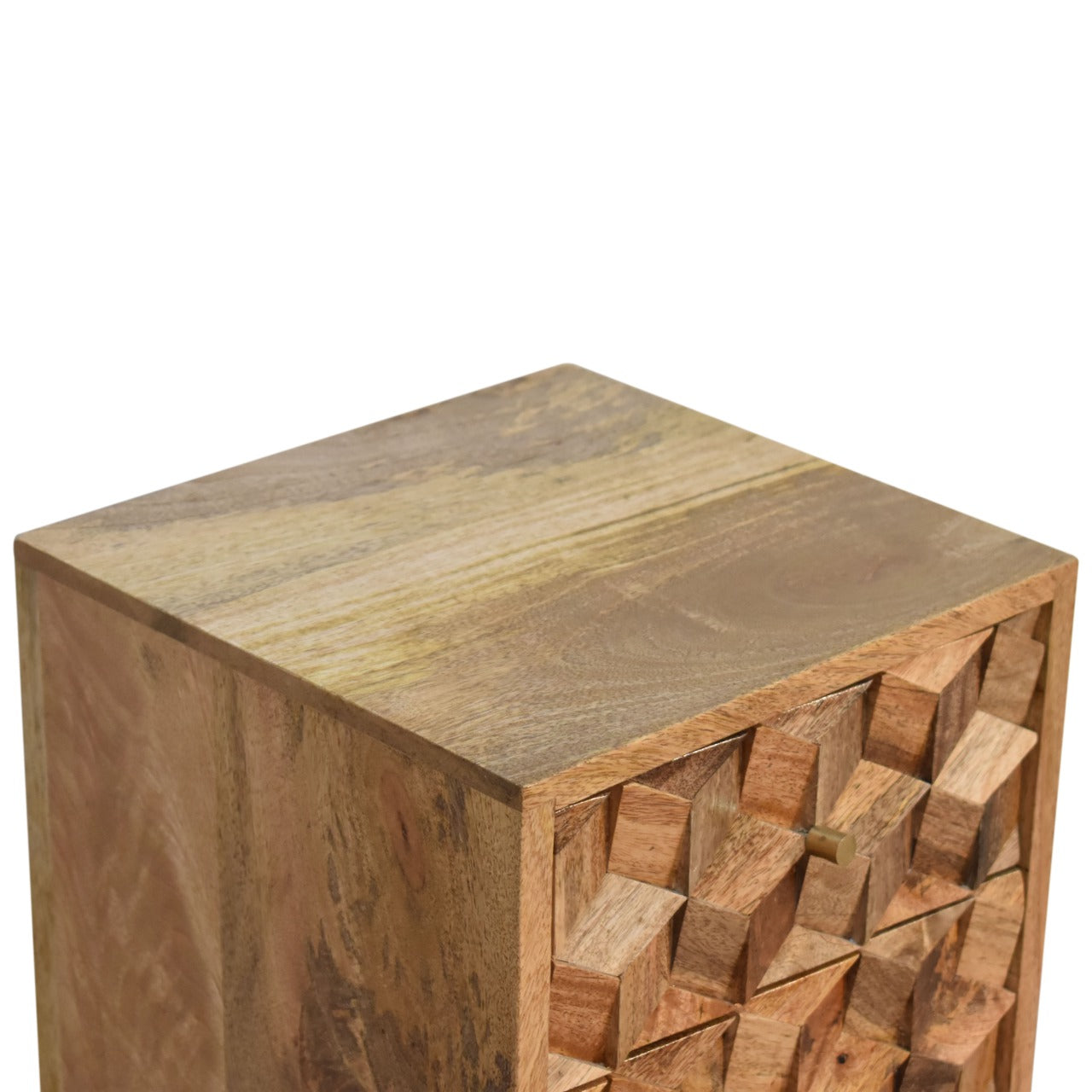 Handgemaakte -Uniek nachtkastje – mini model – carving design – 2 lades