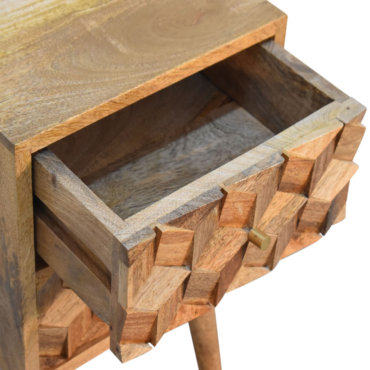 Handgemaakte -Uniek nachtkastje – mini model – carving design – 2 lades