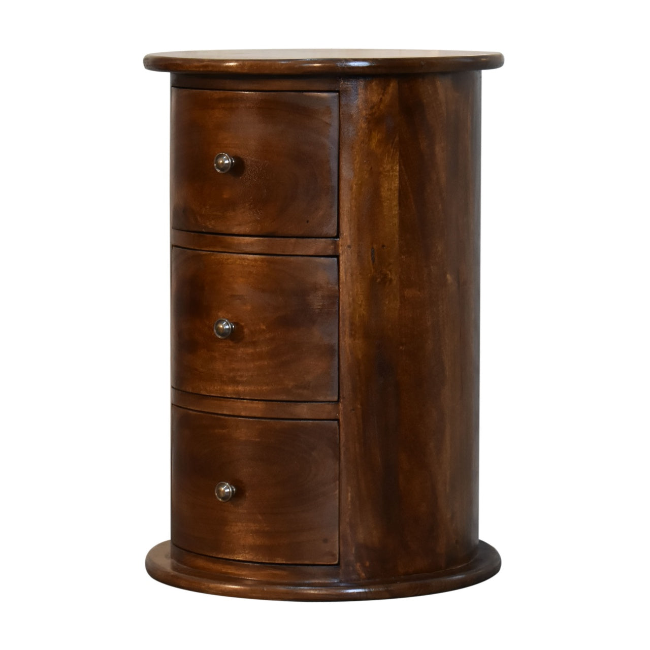 Handgemaakte ronde ladekast – mangohout – 3 lades – 40 cm