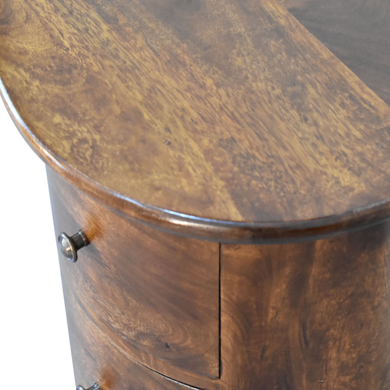 Handgemaakte ronde ladekast – mangohout – 3 lades – 40 cm