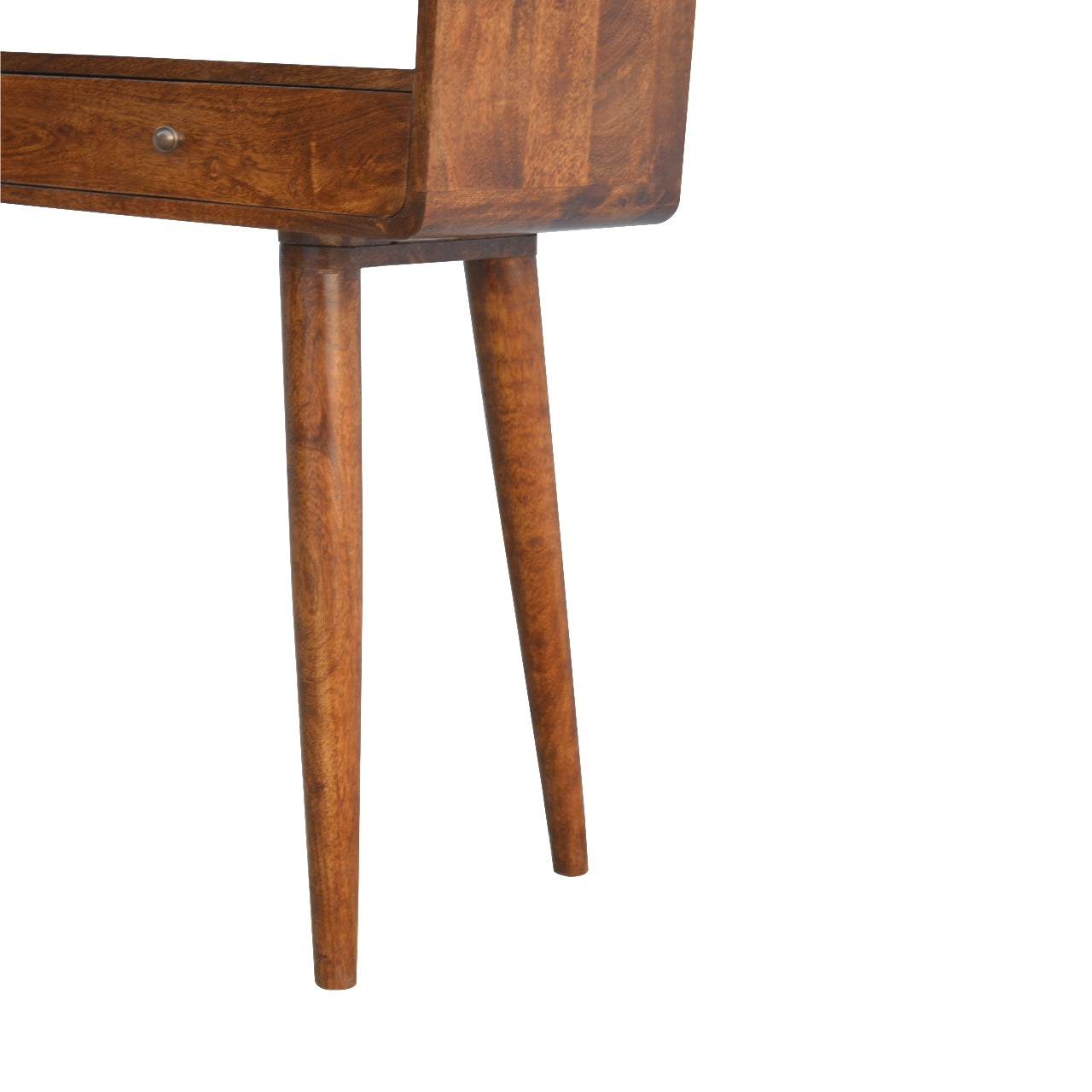 Handgemaakt – Sidetable – mangohout – kastanje – gebogen – 2 lades