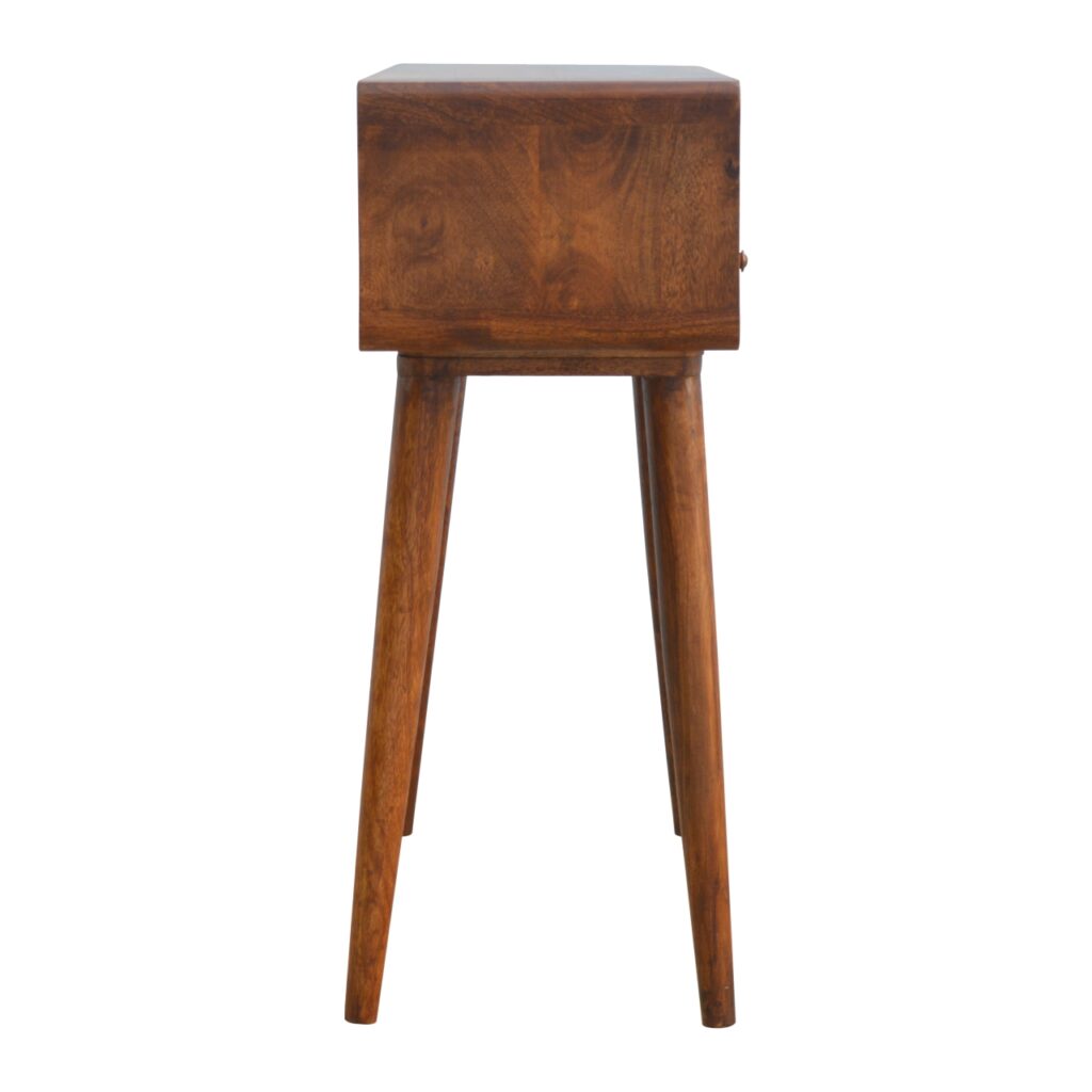 Handgemaakt – Sidetable – mangohout – kastanje – gebogen – 2 lades