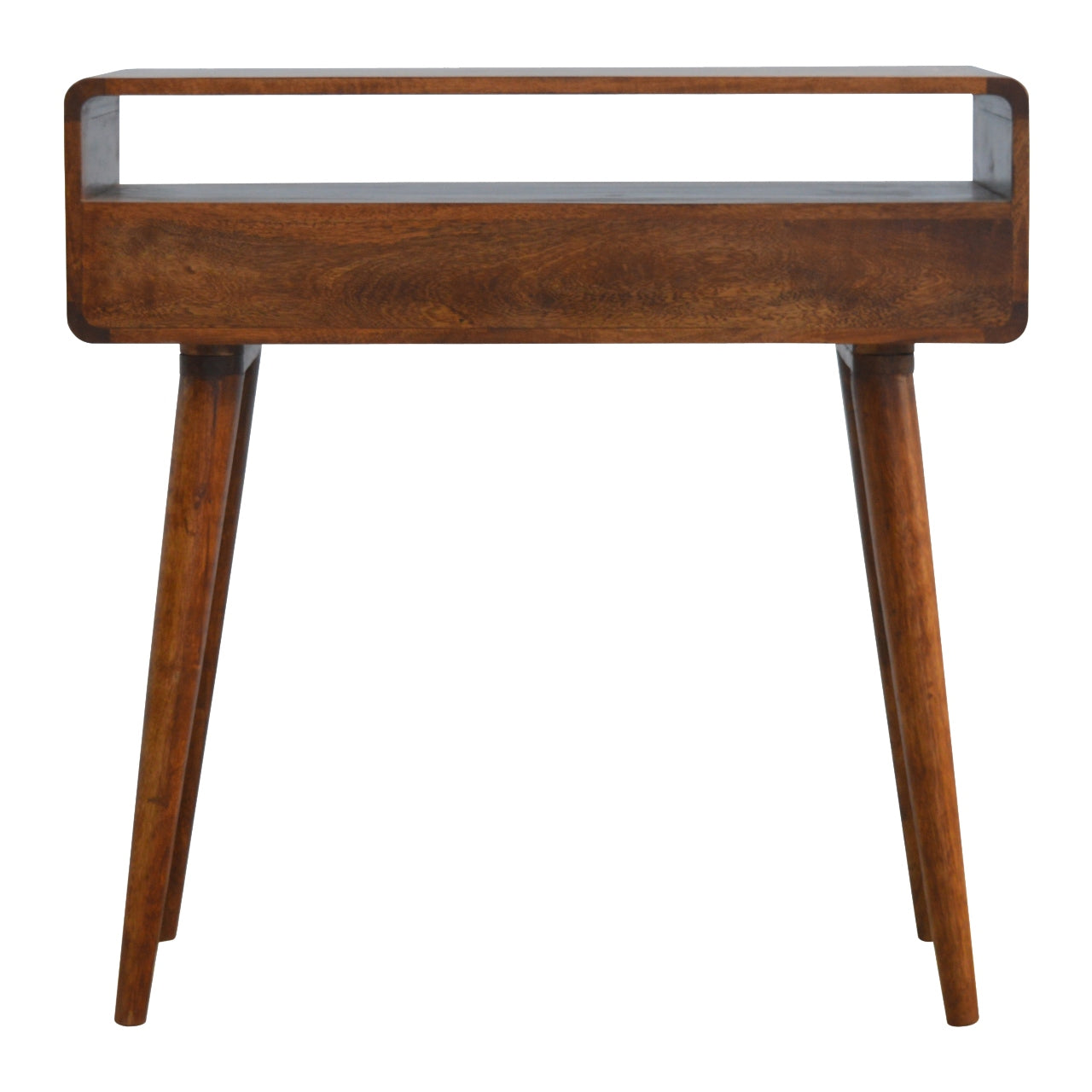 Handgemaakt – Sidetable – mangohout – kastanje – gebogen – 2 lades